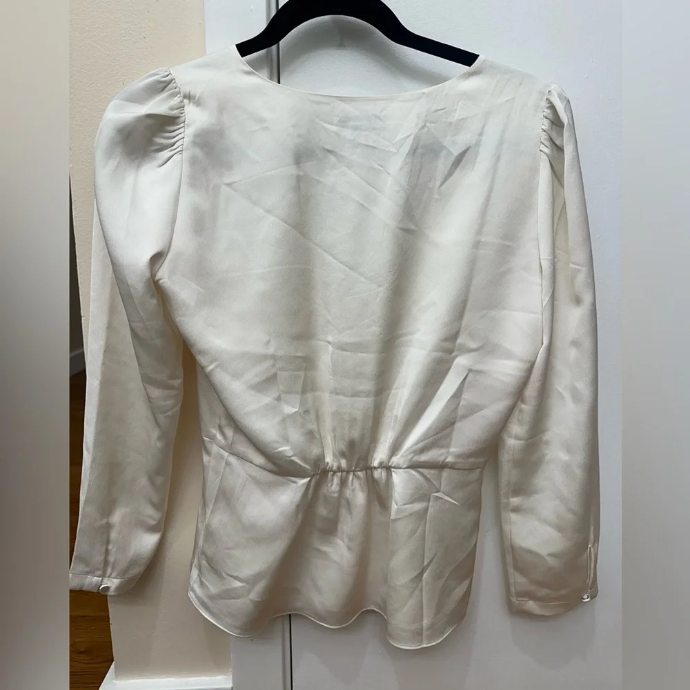 J. Crew Cream V-Neck Blouse - Picture 2 of 3